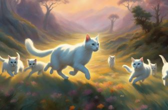 chased by white cat and kittens in dream